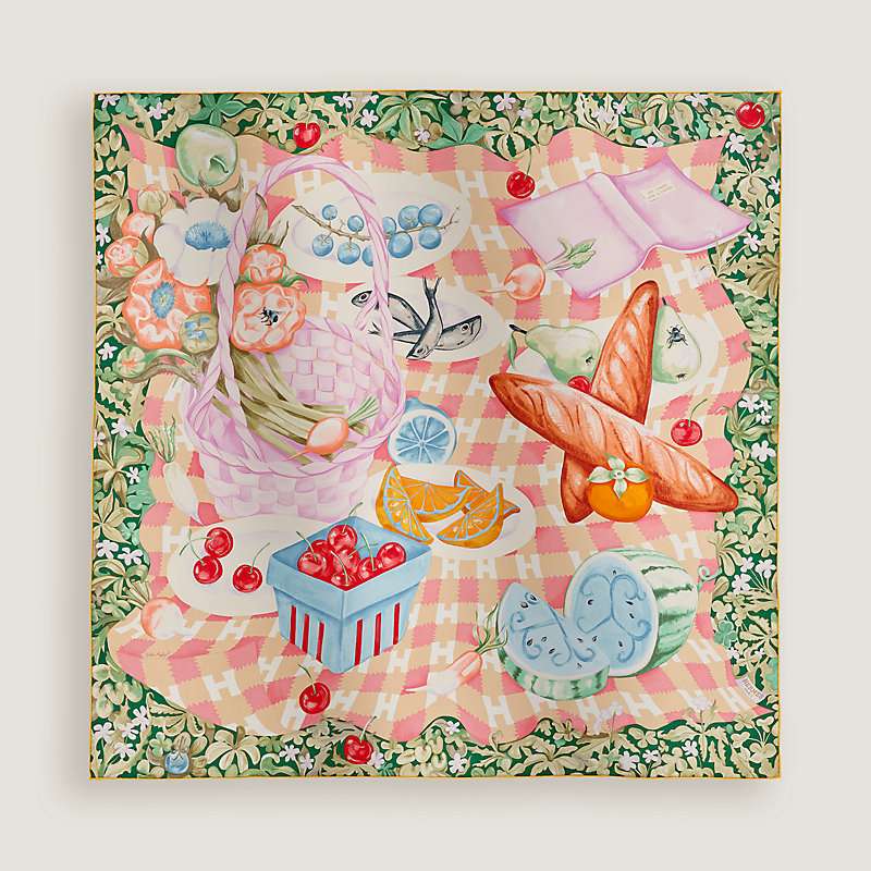 HERMES スカーフ Un Carre sur l'Herbe scarf 90 直営店包装 un-carre-sur-l-herbe-scarf-90-